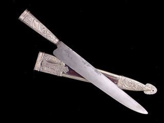 very nice large argentinean gaucho knife 19th century silver mounted