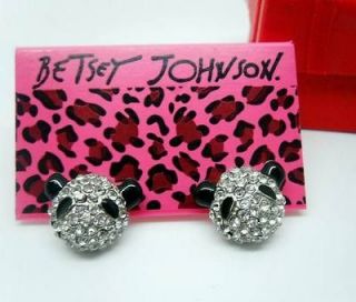   Johnson Synchronous Full Crystal Lovely Panda earrings #069X(BJ