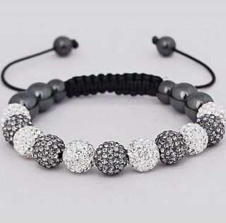   clay white gray CZ crystal disco ball Shamballa Bracelets + gift box