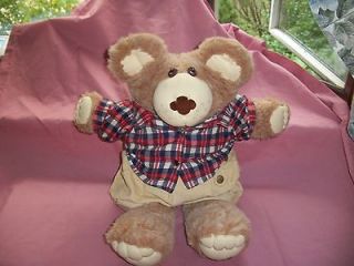 CABBAGE PATCH KIDS VINTAGE FURSKIN BEAR FULL SIZE IN PLAID SHIRT 