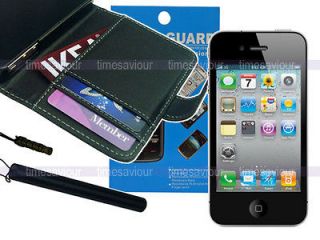 Newly listed Black Leather Case Wallet+Screen Protector+Styl​us for 