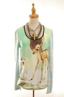 French JC DC de Castelbajac Bambi Pullover Shirt Blouse Top S AUTH NEW