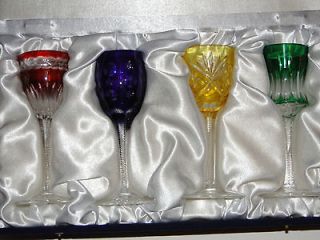 FABERGE CRYSTAL SET OF 4 LIQUEUR GLASSES NEW IN A BOX NEVER USED