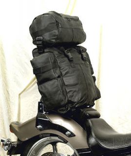 Motorcycle Sissybar Leather Travel Lugage Bag Tour Pack