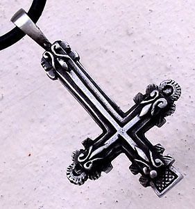 st peter inverted cross pewter pendant w pvc choker from
