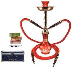 18 2 hose red hookah kit w soex charcoal time
