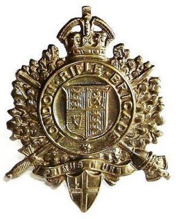 ww1 the london rifle brigade army cap badge white metal