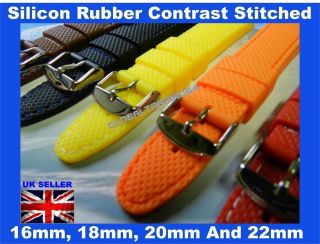   RALLY, SPEEDWAY SILICON RUBBER STITCHED CONTRAST WATCH STRAP 16mm 22mm