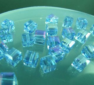   Light Blue AB Swarovski Crystal 6mm Cube Beads 5601# 12 pcs