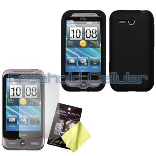 Black Silicone Skin Cover Case + Screen Guard Film for HTC Freestyle