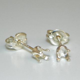 5mm round snaptite sterling silver earring setting 4p time