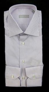 New STEFANO RICCI Italy White Purple Stripe Dress Shirt 15.75 40 NWT $ 