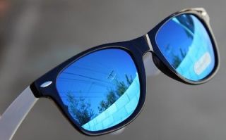 Rare 80s Vintage Sunglasses Blue Mirror Lens Retro black / white 