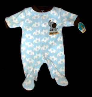   Boys sz Preemie Blue Peanut the Elephant 1 pc shoe footy pajamas