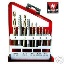 10pc Screw Extractor and Cobalt Left Hand Drill Bit Set,Bolt and Stud 