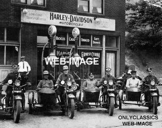 1920 POLICE SIDECAR HARLEY DAVIDSON MOTORCYCLE DEALER GAS STATION PUMP 