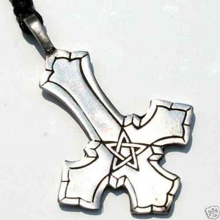23b st peter s cross inverted pewter pendant necklace expedited