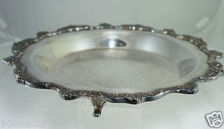   SILVER PLATE FOOTED SERVING TRAY/BOWL/DISH ORNATE EDGES POOLE NICE