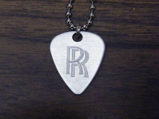   Steel Guitar pick necklace Randy Rhoads etched 24 ball chain
