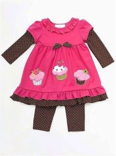 New Girls Rare Editions sz 12m Pink Fuzzy CUPCAKE outfit Birthday 