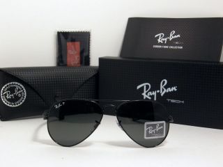 New Authentic Ray Ban Carbon Fibre Polarized Sunglasses RB 8307 002/N5 