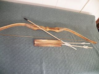 New) Kids Wood Bow and Arrow With Quiver Set 3 ARROWS Good For 