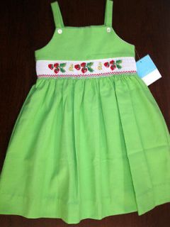 Anavini green strawberry smocked sundress dress girls 3 3T NWT