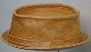 pork pie hat leather whisky handmade to order xs s