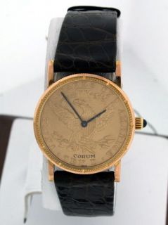 Corum $10 Coin 18k Yellow gold RARE Solid gold 30mm Unisex watch.