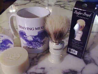 Shaving Mug/Brush/Natural Handmade Shaving Soap with Lanolin