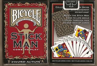 USPC Bicycle Stick Man Stickman Sword Action Playing Cards Deck