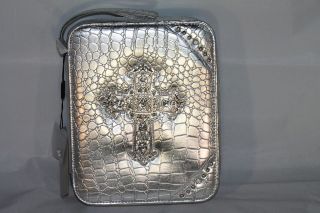 silver bible cover with rhinestone cross 171 