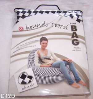 hounds tooth black white large cotton bean bag chair new from 