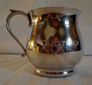 shirley williamsburg virgina hand made christening cup one day 