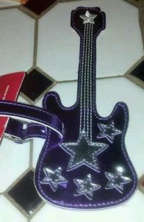   American Tourister Luggage Tag Purple Guitar w/ Silver Stars 8 Long
