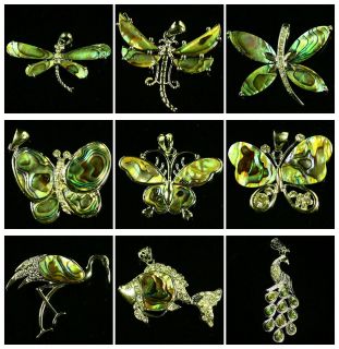 F638 Fashion Abalone Shell Fish Butterfly Dragonfly Crane Peacock 