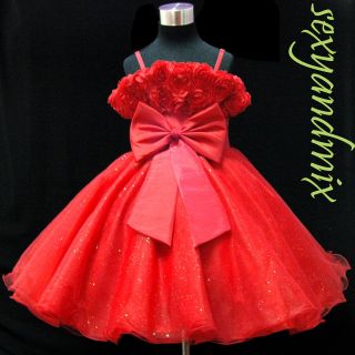 USMD67 Red Flower Girl Wedding Christmas Party Dance Pageant Dress 1 