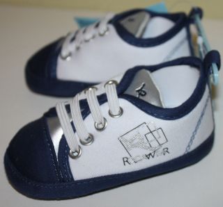 Rocawear Infant Cute White & Blue Shoes Size 2 3 6 months NWT