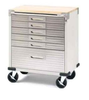 New Stainless Steel 6 Drawer Rolling Tool Chest Box Cabinet WOOD TOP 