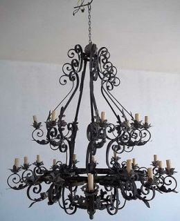 Giant 40 lights Rustic Palace Mansion huge hand forged wrought iron 