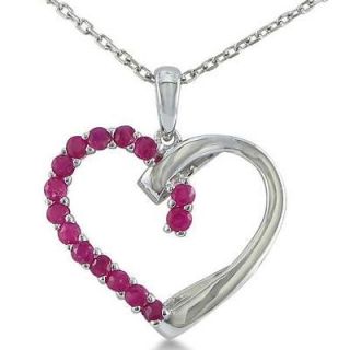 new pretty 1 2ct ruby heart pendant in sterling silver