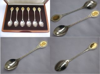   Rare Cased Set of Sterling Silver/24ct Gold Royal Sovereign Spoons