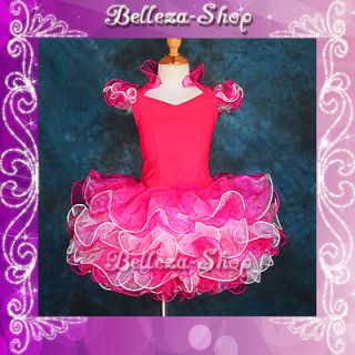 Cup Cake Halter National Pageant Dress Shell DIY Party Hot Pink Size 