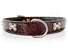 pink brown bones dog collar leather small medium large more options 