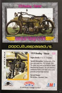 1919 reading sidecar 61 ci bike vintage motorcycle card from