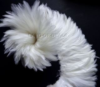 SNOW WHITE rooster hackle feathers bulk wholesale / 4 5 inches (10 13 