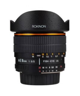 Rokinon 8 mm F 3.5 Lens For Nikon AE w Automatic Chip