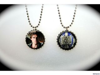 Vampire Diaries ring crest Damon Salvatore   2 sided necklace