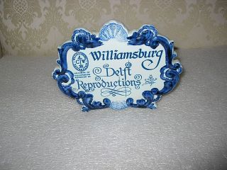 rare williamsburg delft advertising sign or plaque 