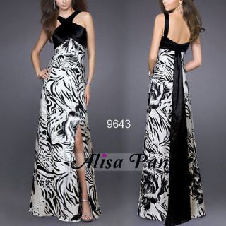   Blacks Floral Printed Ruffles Satin Long Prom Gown 09643 US Size 6